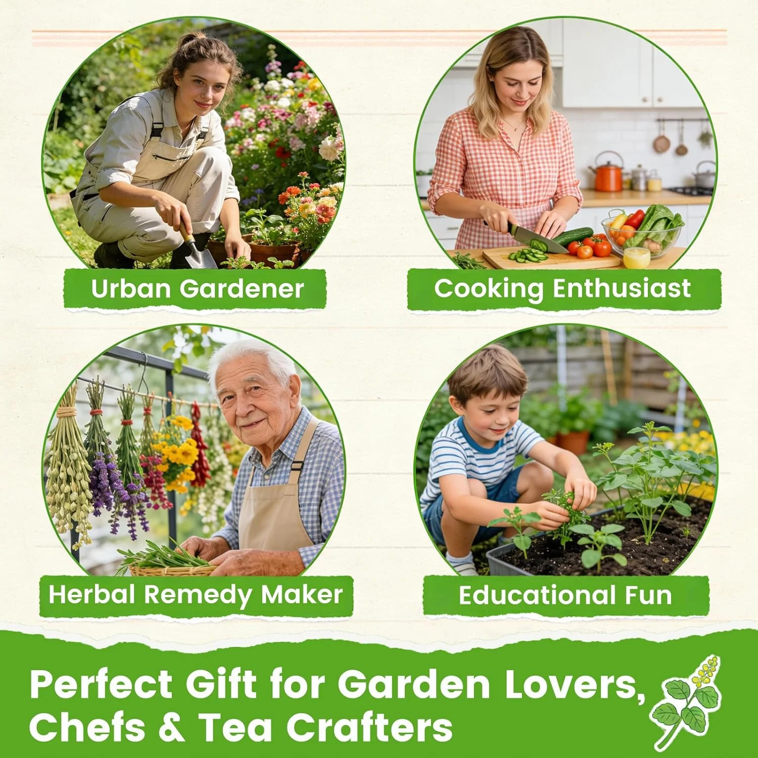 Herb Seeds 15 Pack 4500+ Non GMO Heirloom Seeds Indoor Outdoor Garden Kit