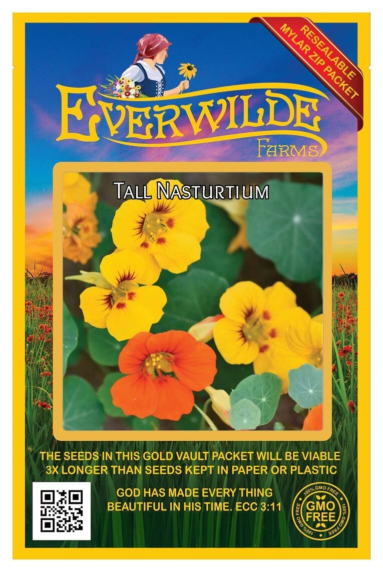 1 Oz Mixed Nasturtium Wildflower Seeds – Everwilde Farms Mylar Seed Packet