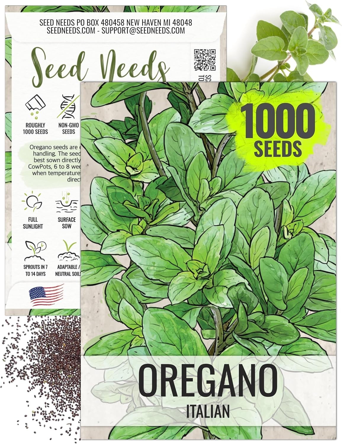 Italian Heirloom Oregano Seeds – Non-GMO, Perfect for Kitchen Gardens 1000 Pack
