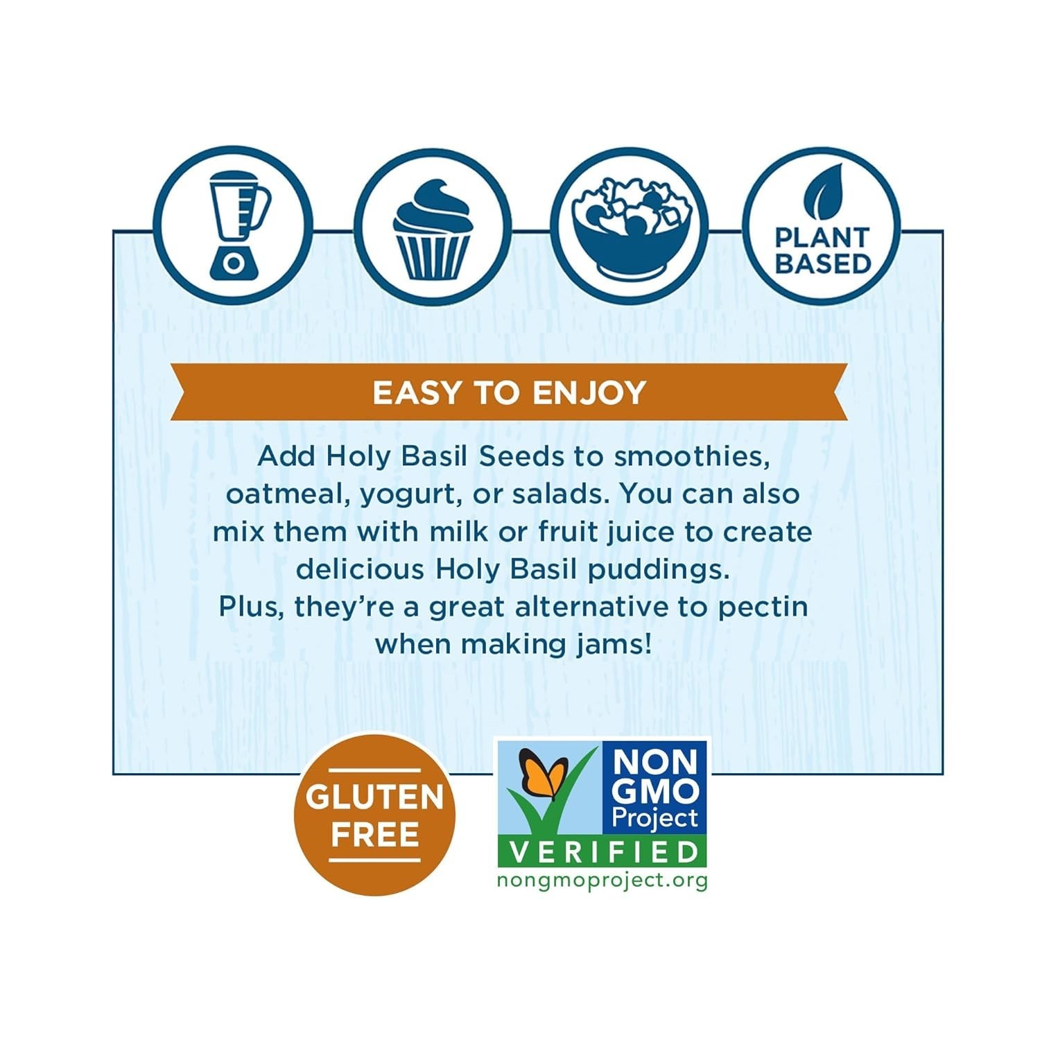 Nutritious Holy Basil Seeds – Gluten-Free, Adaptogen for Stress Relief, 8oz