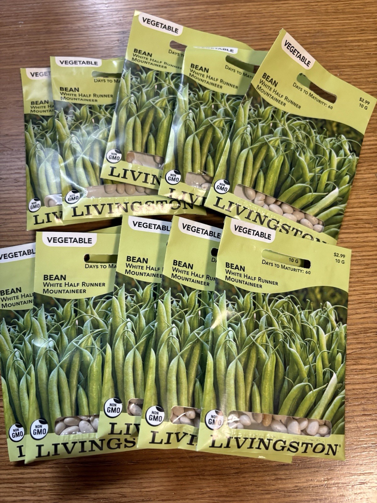 10 PACKS OF 10G Livingston White Half Runner Mountaineer Climbing Bean Non-GMO