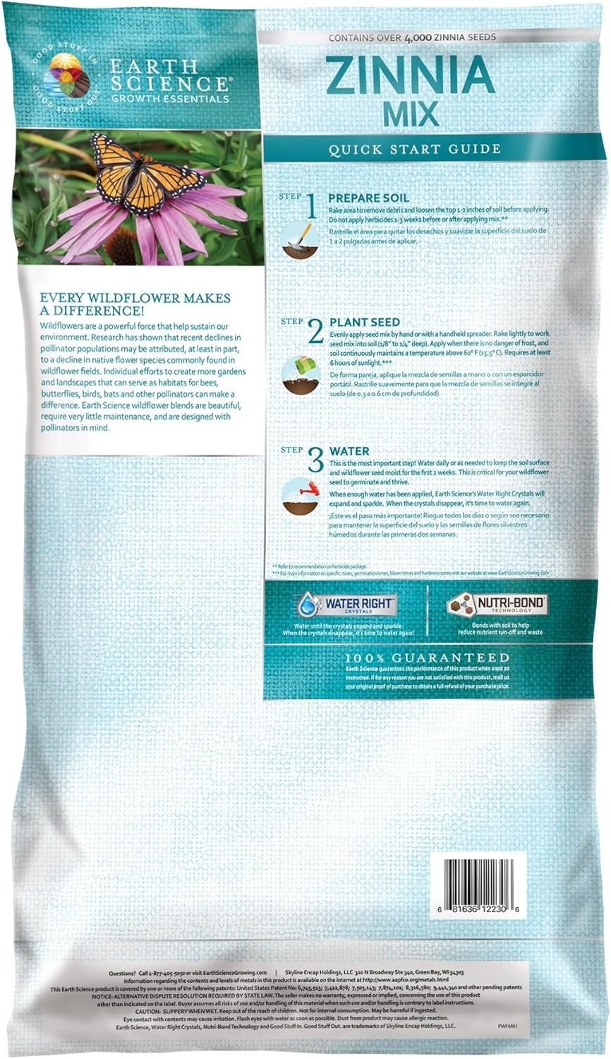 Zinnia Wildflower Mix for 2026—6Lb – 3-In-1 Seeds Plant Food & Soil Conditioner