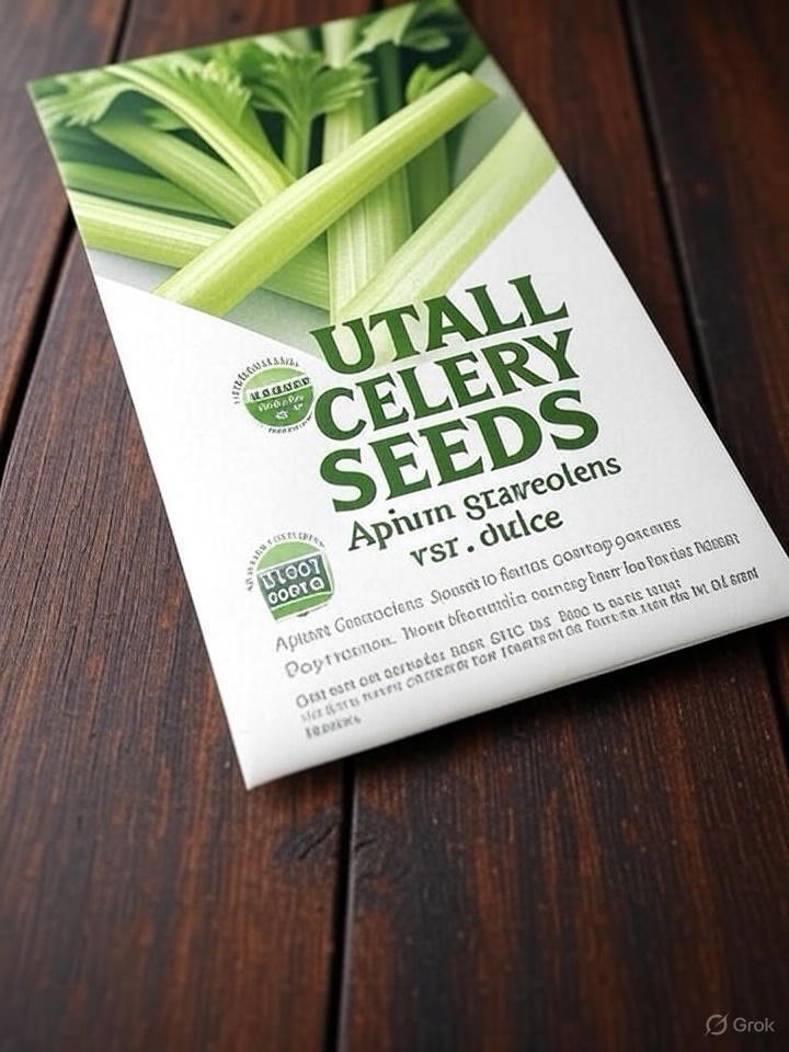 Celery Seeds, Tall Utah Heirloom, Non-GMO, Crisp & Flavorful, Free Shipping
