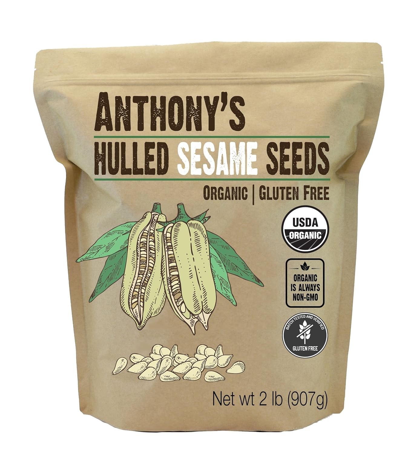 Gluten Free Hulled Sesame Seeds – Keto, 2 lb