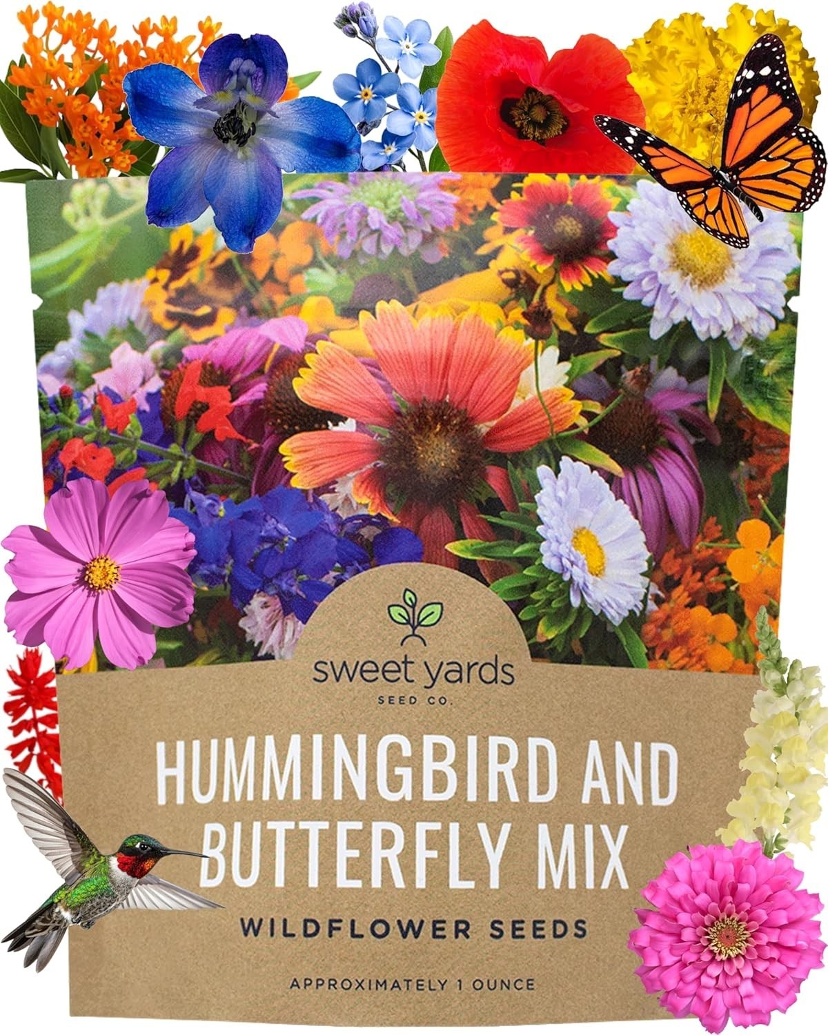 Wildflower Seeds Mix – 7,500+ Butterfly & Hummingbird Favorites for a Vibrant…