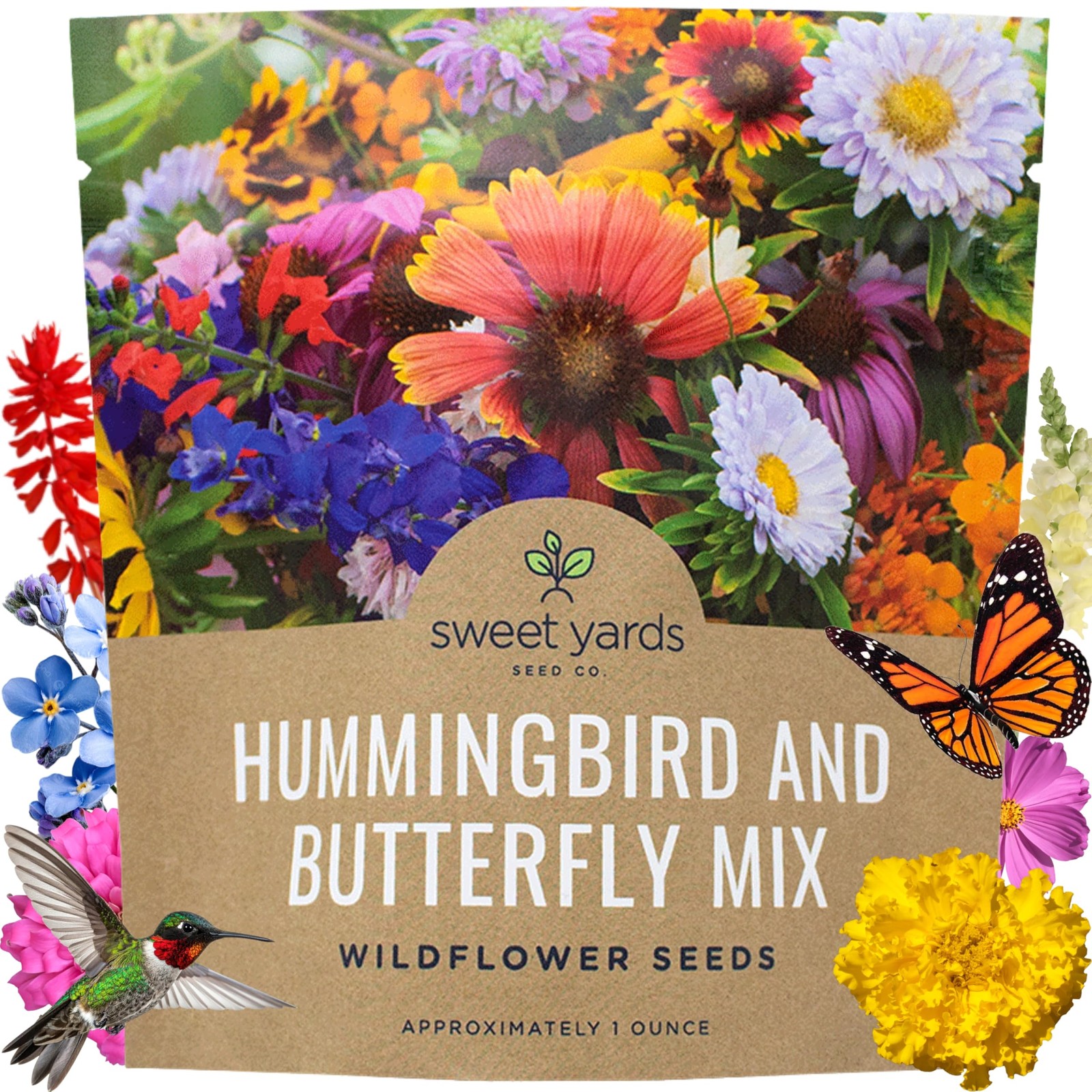Wildflower Seeds Butterfly and Humming Bird Mix – Large 1 Ounce Packet 7,500+…
