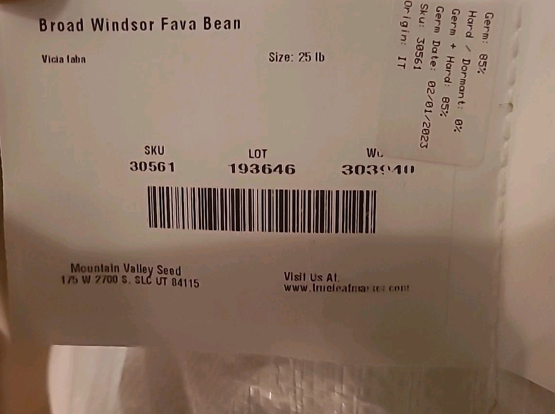 Broad Windsor Fava Bean Seed – 25 Lb – True Leaf – Non-Gmo, Heirloom