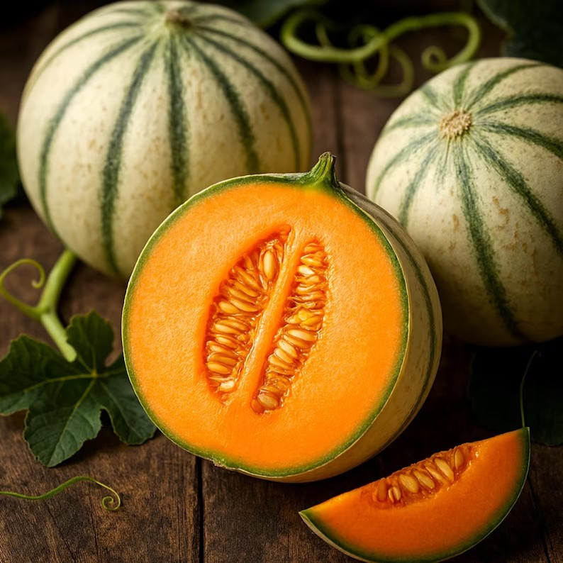50+ CHARENTAIS MELON / CANTALOUPE — SWEET — HEIRLOOM — ORGANIC ——— RARE