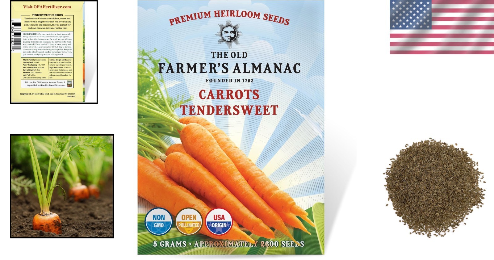 Tendersweet Non-GMO Heirloom Carrot Seeds – Attracts Pollinators, 2600 Count