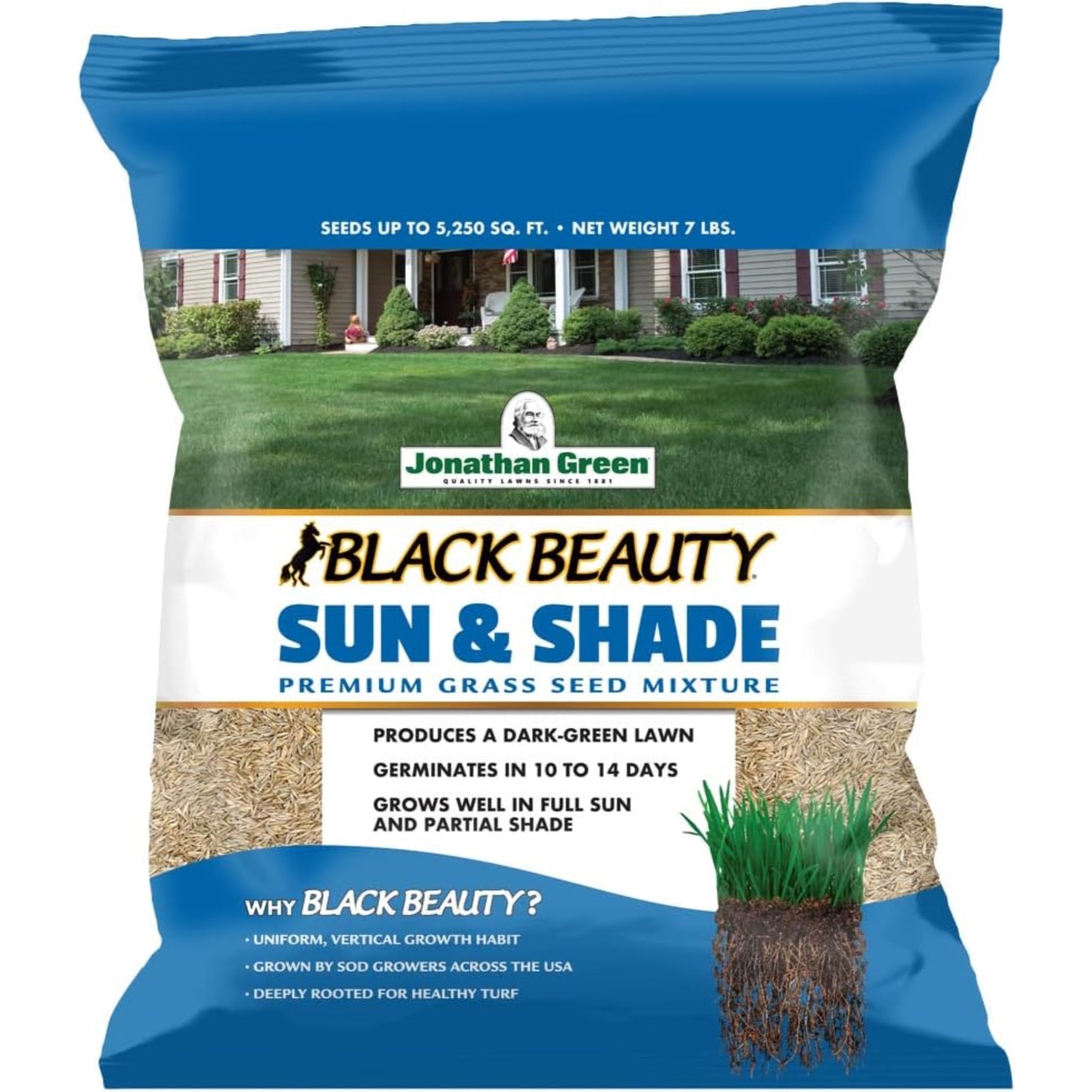 Jonathan Green (#12005) Black Beauty Sun & Shade Grass Seed, 7lb bags, 4 Pack