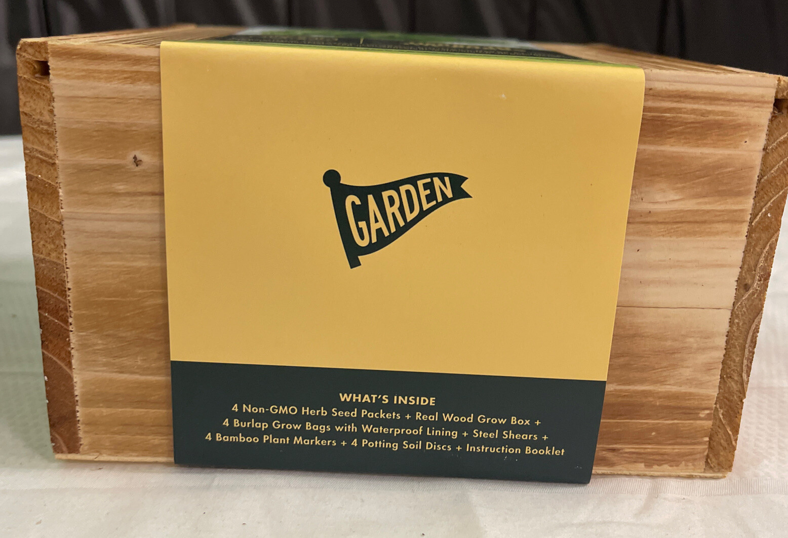 Indoor Herbs in the Burbs Seeds, Starter Kit, Wood Planter Box, Soil, Pots