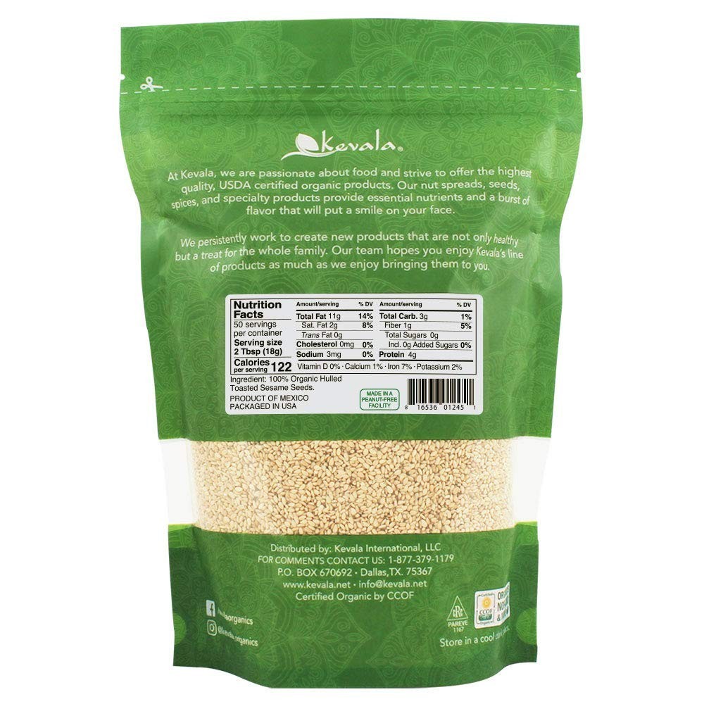 Toasted Hulled Sesame Seeds – 32 oz Resealable Bag, Non-GMO & Kosher