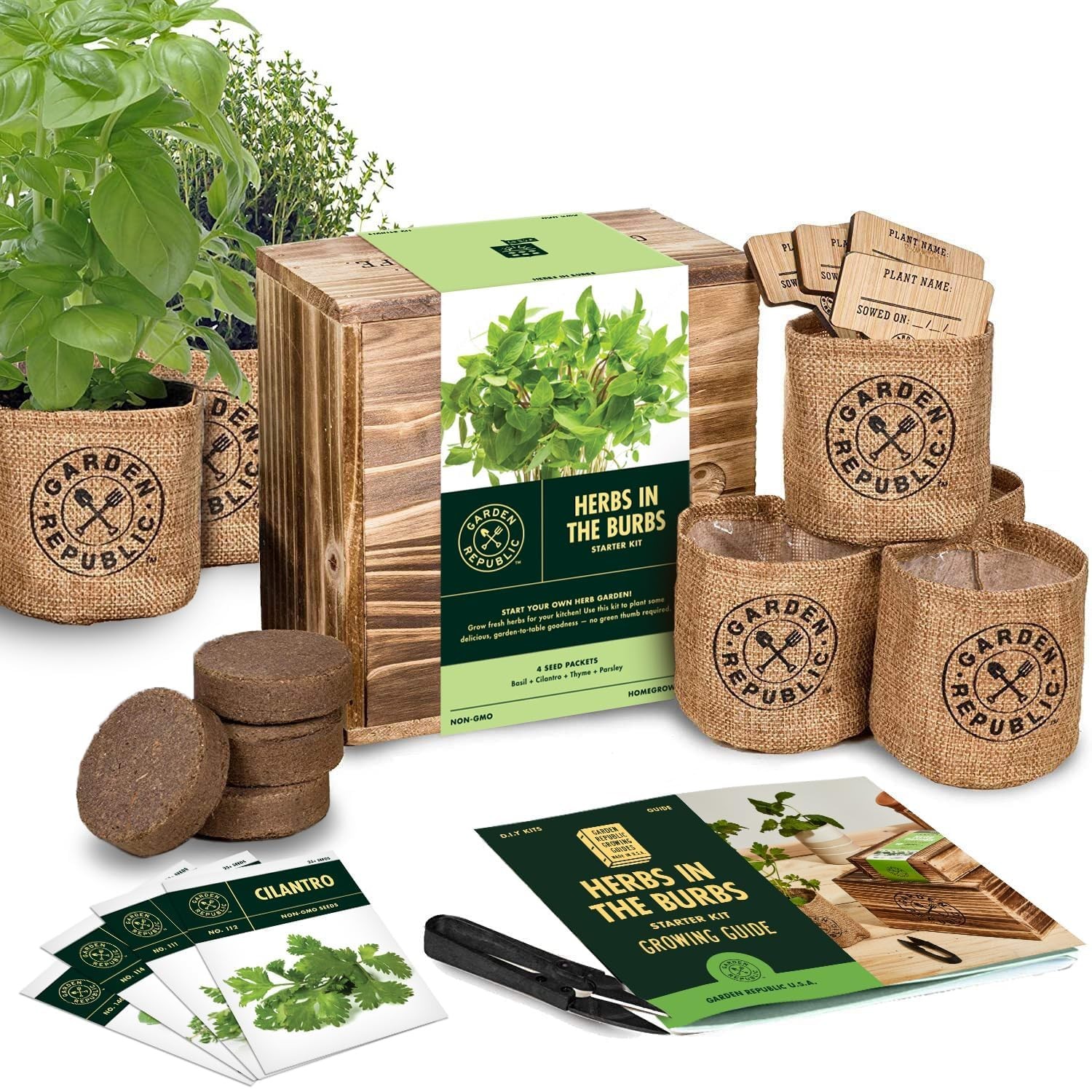 Indoor Herb Garden Starter Kit – Heirloom, Non-GMO Herb Seeds – Basil Thyme P…