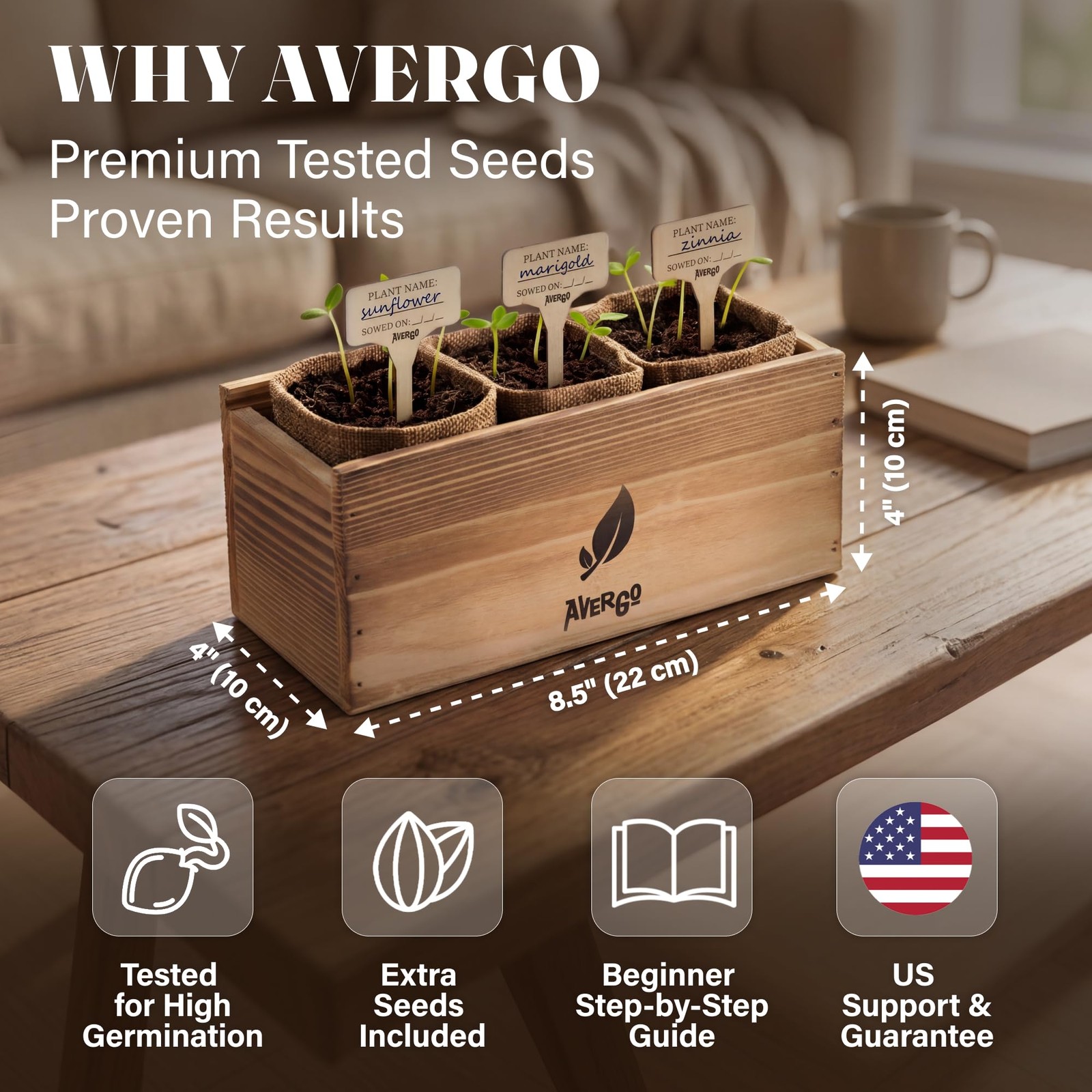 Best AVERGO Sunflower, Marigold & Zinnia Flower Seeds Growing Kit Ideal Gift for