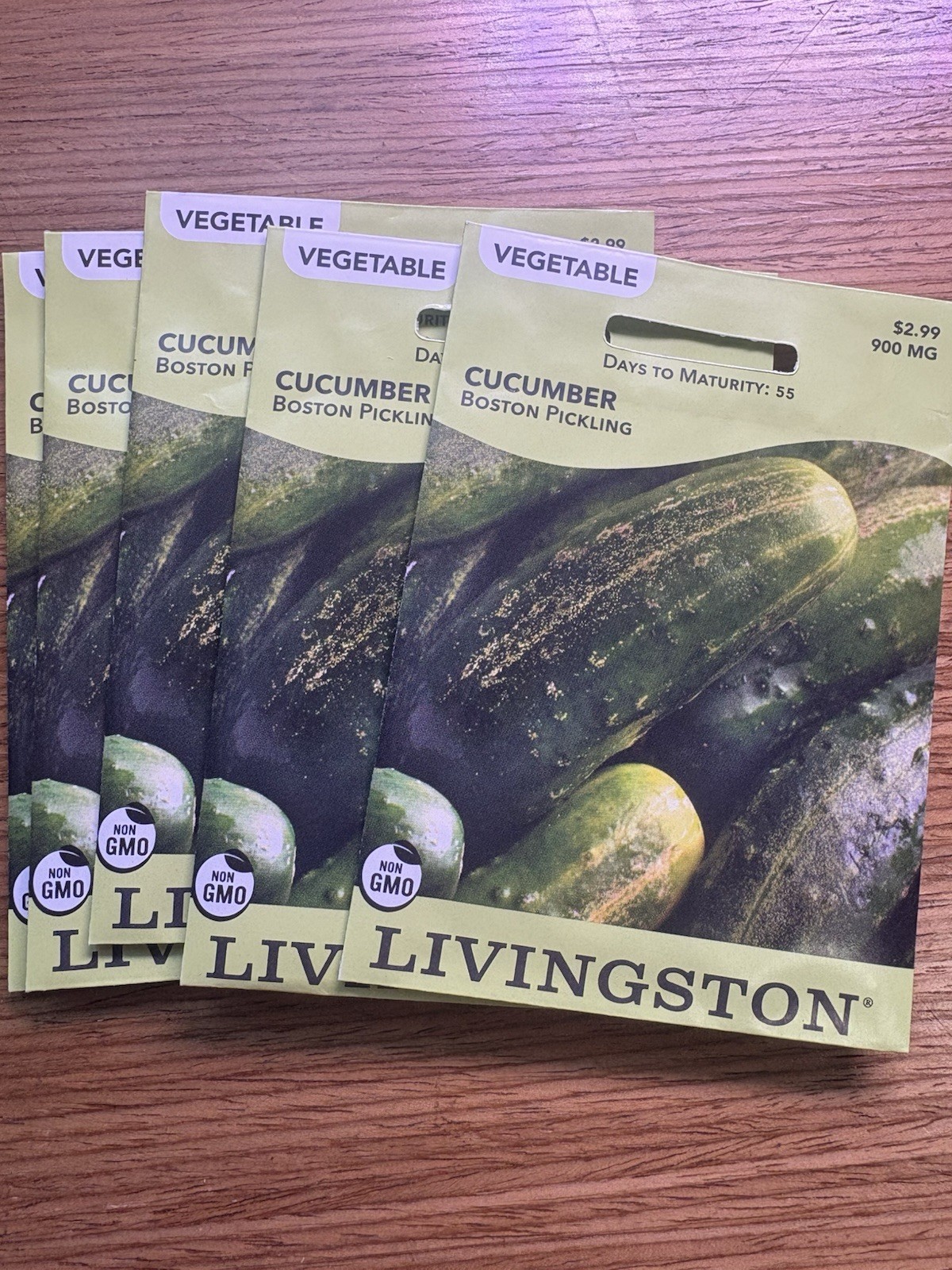 5 PACK Livingston Seed Company Boston Pickling Cucumber Non-GMO Vegetable Seeds