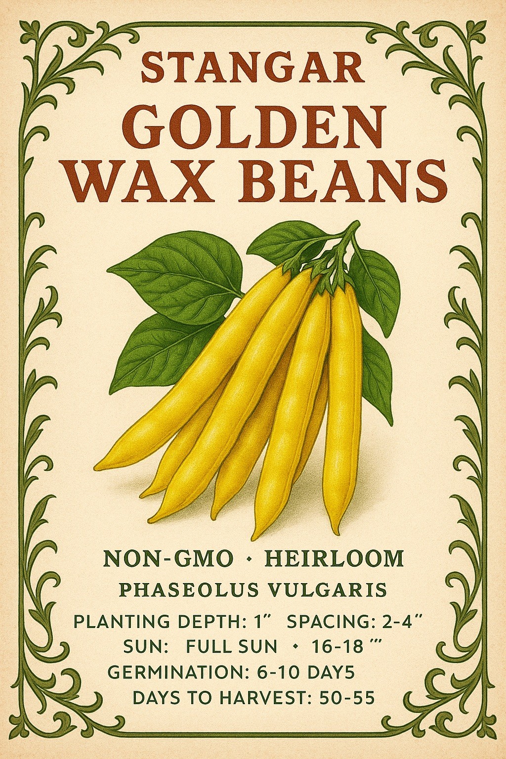 Golden Wax Bush Bean Seeds, Top Notch, NON-GMO, Heirloom, Stringless, FREE SHIP