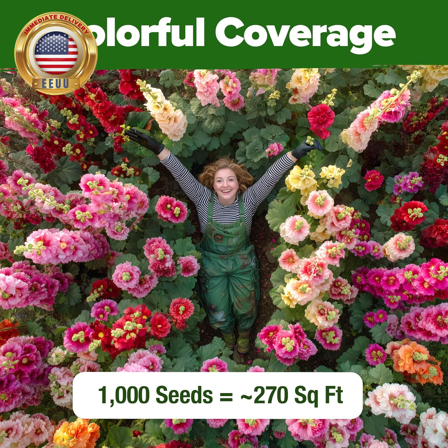Hollyhock Summer Carnival Mix Flower Seeds – Alcea Rosea, Premium Annual Flower