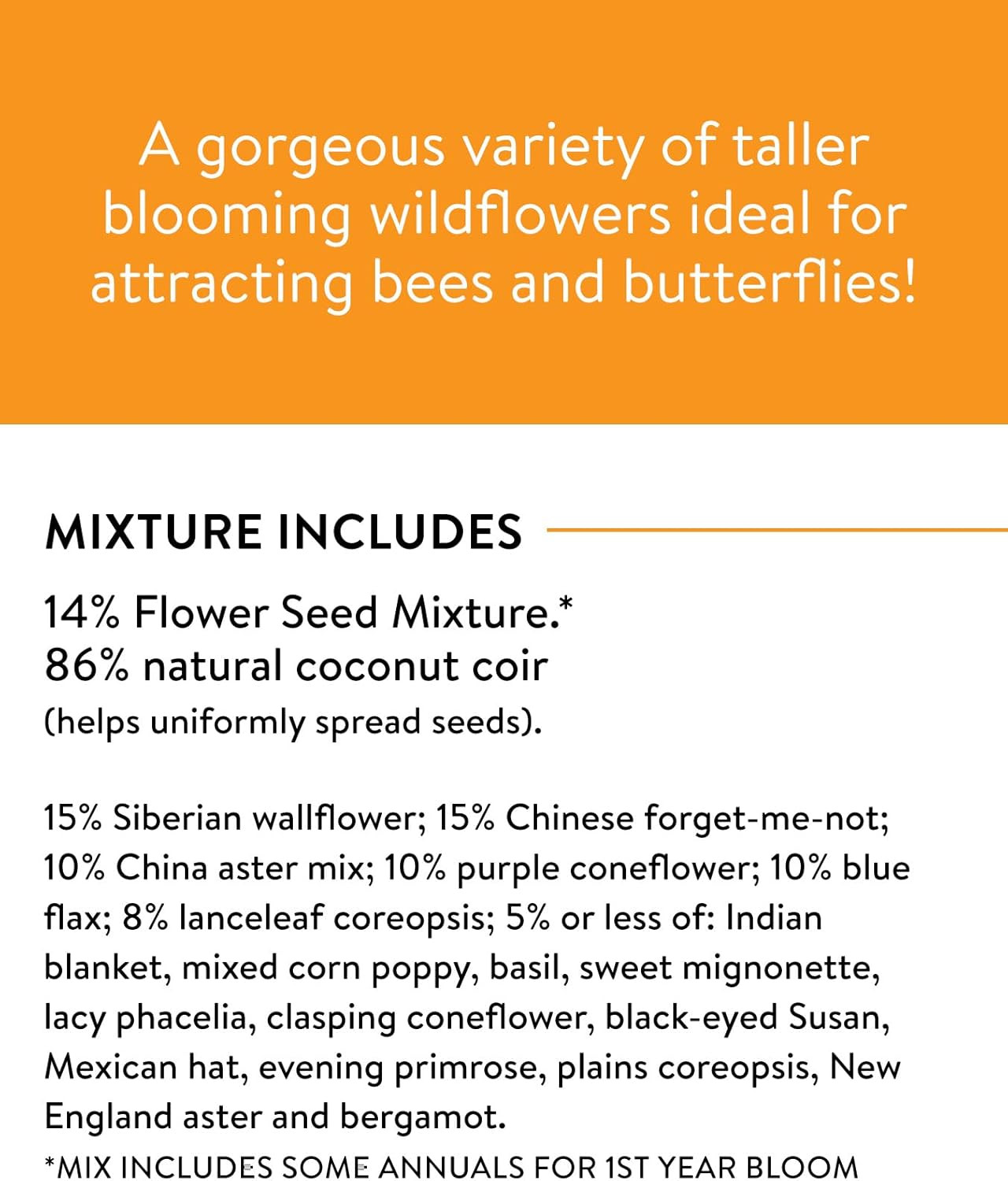 Burpee Wildflower 25,000 Bulk, 1 Bag, 18 Varieties of Non-GMO Flower Seeds Polli