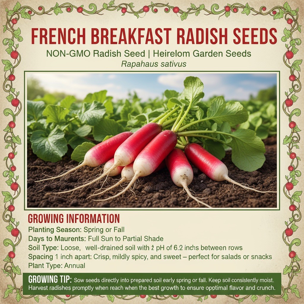 French Breakfast Radish Seeds | NON-GMO Radish Seed | Heirloom Garden Seeds