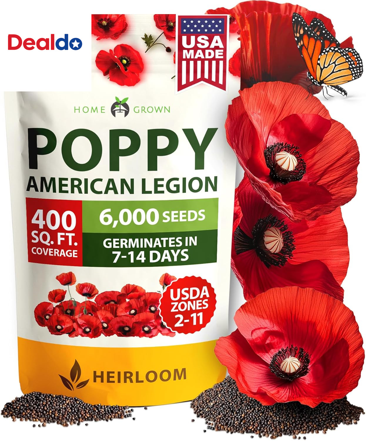 American Legion Red Poppy Seeds – 6,000 Vibrant Wildflower Seeds for Planting Ou