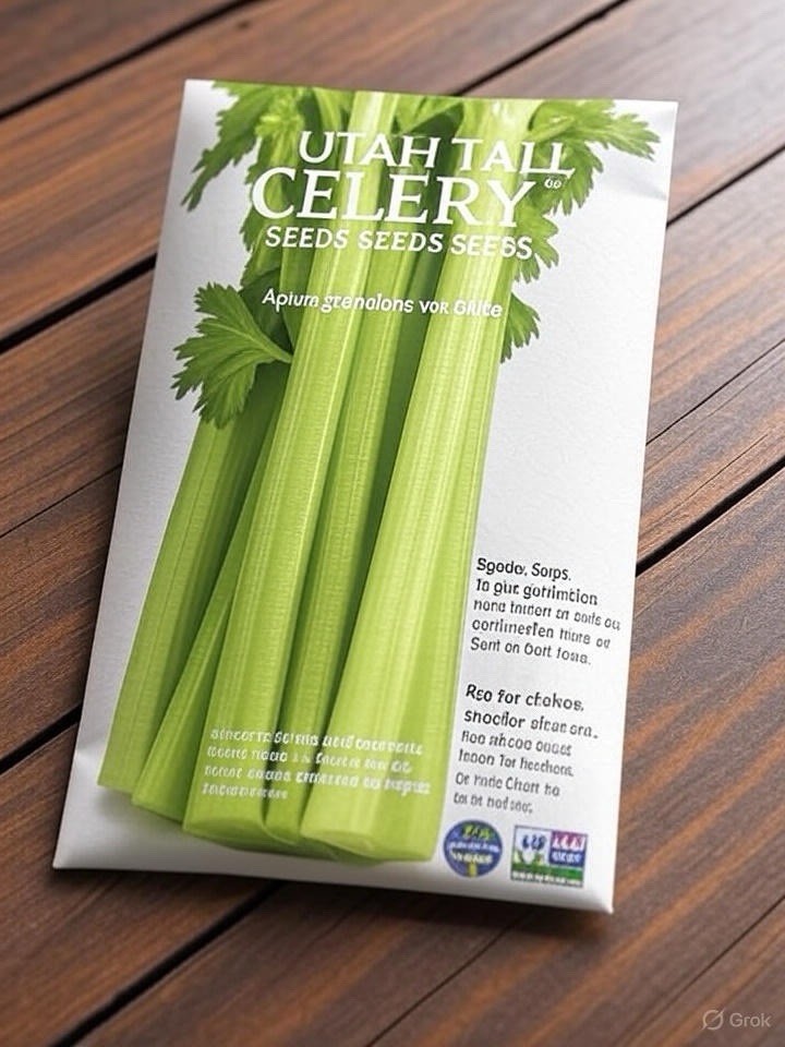 Celery Seeds, Tall Utah Heirloom, Non-GMO, Crisp & Flavorful, Free Shipping