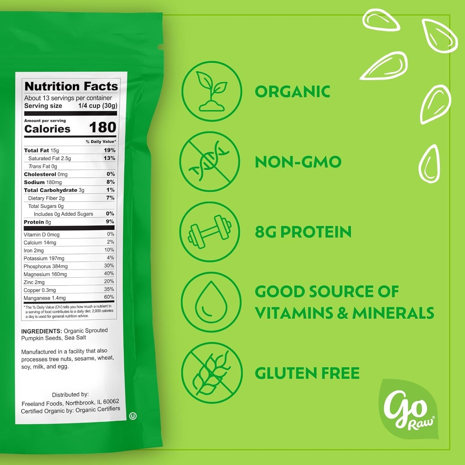 Savory Organic Sprouted Pumpkin Seeds, 14 Oz – Perfect for Snacking & Recipes