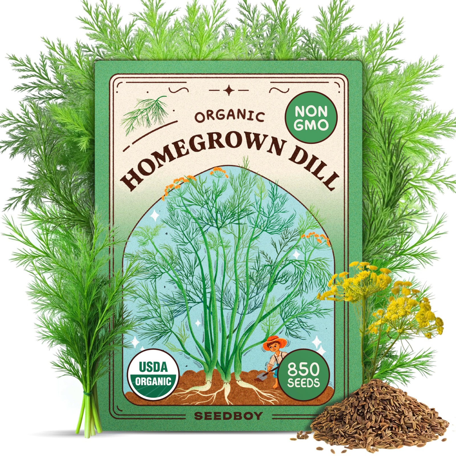 Seedboy Organic Dill Seeds for Planting Indoor and Outdoor, NonGMO and USDA C…