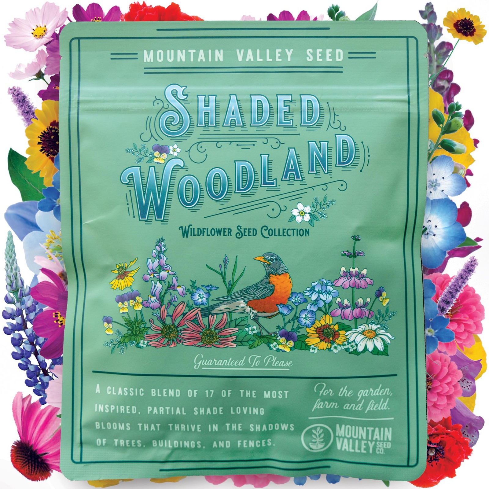 Mountain Valley Seed Co Wildflower Bulk, 3 Oz. 80,000+ Seeds Blue,Purple