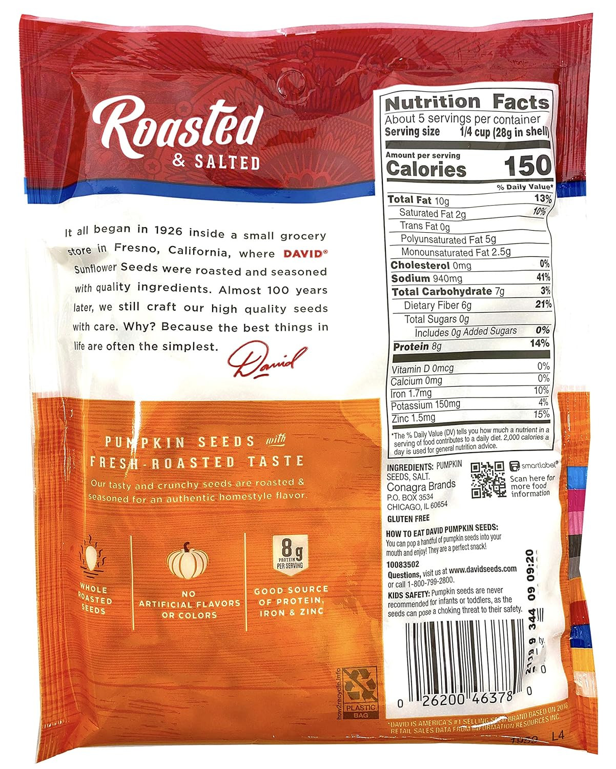 David , Pumpkin , 5-Ounce Bags (Pack of 4)