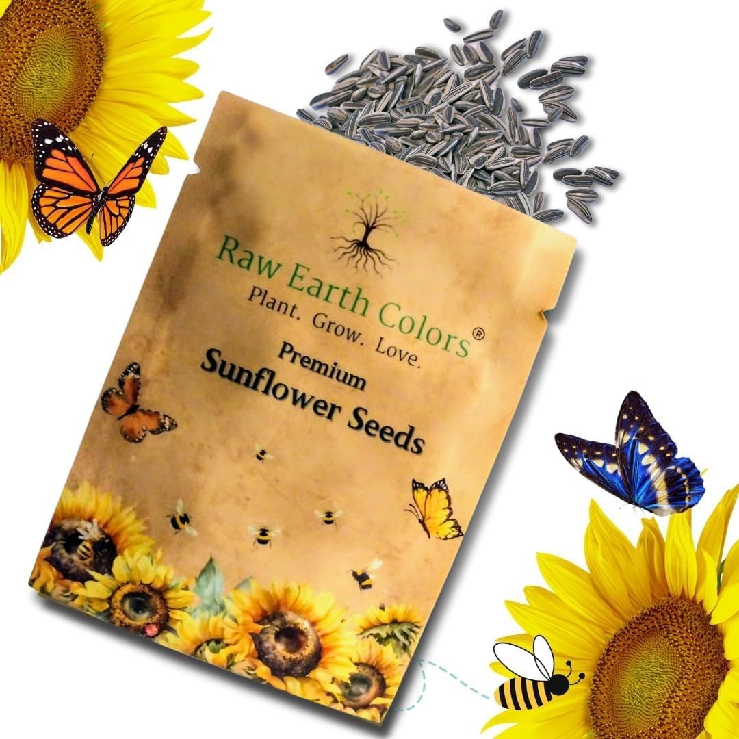 Giant Sunflower Seeds Packet – Grow 8-12 Ft Tall Flowers, Attract Pollinators