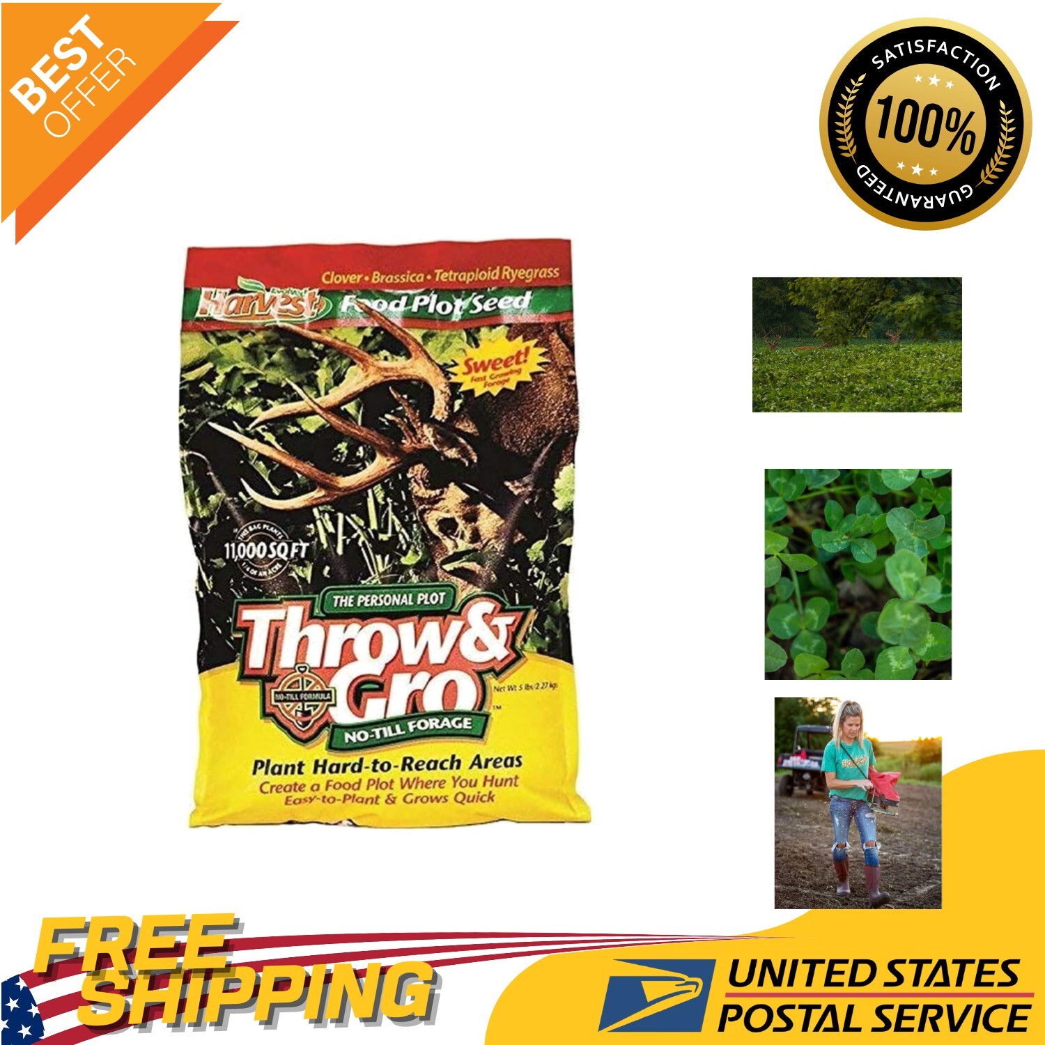 Evolved Harvest Throw & Gro No-Till 5 Lbs – Fast-Growing Deer Food Plot Seeds